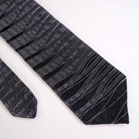 Peter Elliott Abstract Black Silver Print Silk Tie - Picture 1 of 7
